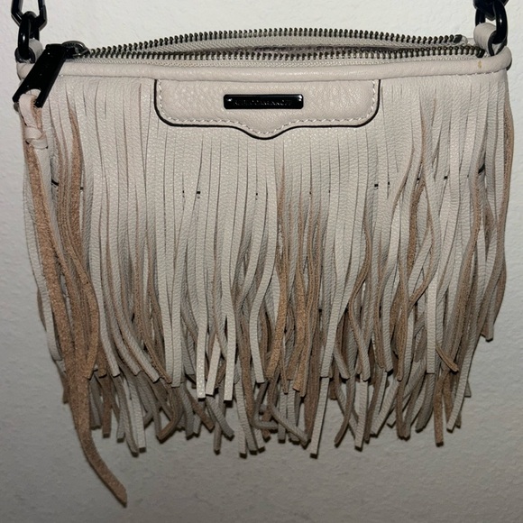 Rebecca Minkoff Fringe Leather Clutch Crossbody Bag, Beige - Picture 5 of 9